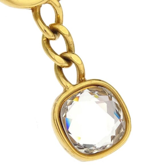 Chanel Turnlock Dangle Earrings Clip-On Gold Rhinestone 97A 196134 - Picture 2 of 4